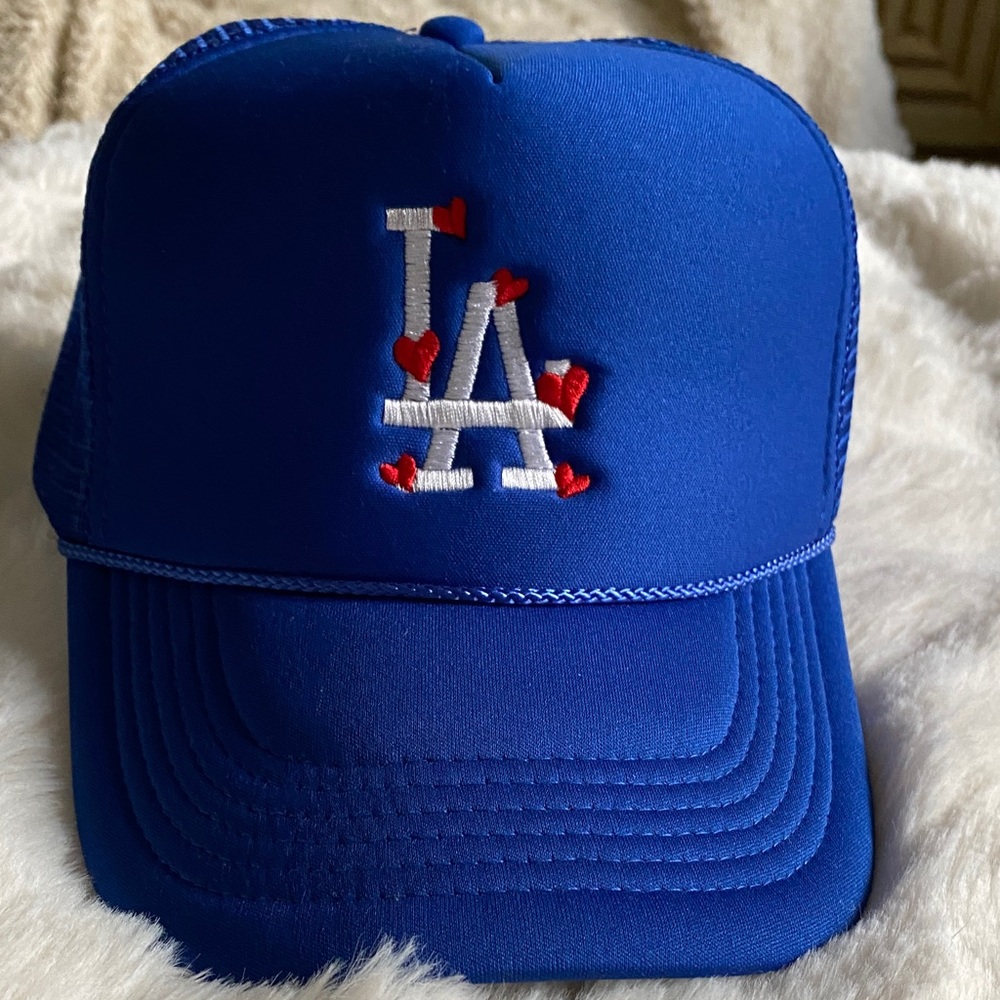 Vibrant Blue Kids Cap with Heart Details